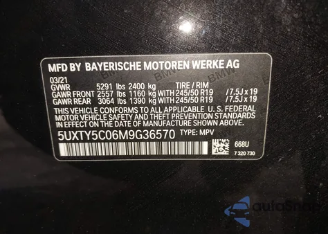 2021 BMW X3 xDrive30I from USA, damaged, VIN 5UXTY5C06M9G36570